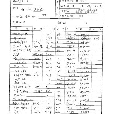 목공사 00카페 문래점 견적서