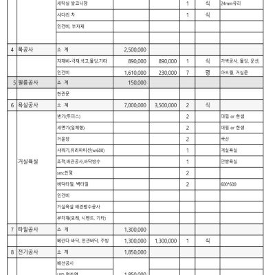 34평 올수리 견적 조언 구합니다.