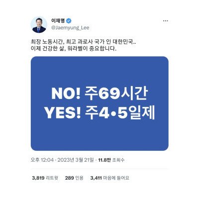 이재명 당대표 트위터, 네이버 블로그